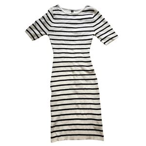 H&M Black and White Sheath Midi Dress